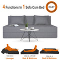 Adorn India Easy Three Seater Sofa Cum Bed Checks Design 6' x 6' (Beige)