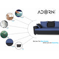 Adorn India Orlando Fabric L Shape Sofa (Black & Blue)