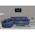 Straight Line L Shape Sofa (Left Side Handle) (Blue)