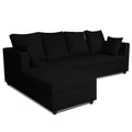 Zink Straight line L Shape 5 Seater Sofa Plain Cushion (Left Side Handle)(Black), Wood, Foam
