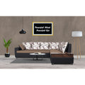 Adorn India Orlando Fabric L Shape Sofa (Black & Camel)