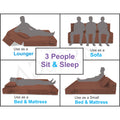 Adorn India Easy 4 Seater Sofa Cum Bed Alyn 6'x 6' (Brown) (1 Year Warranty)