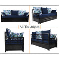 Adorn India Polar Black Metal Three Seater Sofa Cum Bed with Storage (6 x 5) (Blue)