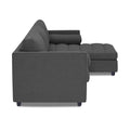 Adorn India Alexander L Shape 7 Seater Sofa Set with Ottoman Puffy RHS (Dark Grey) (3 Year Warranty)