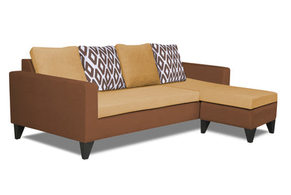 Adorn India Beetle L Shape 5 Seater Sofa Set Rhombus (Right Hand Side) (Brown & Beige)