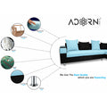 Adorn India Adillac 5 Seater Corner Sofa(Sky Blue & Black)