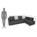 Adorn India Mclain L Shape 6 Seater Sofa (Dark Grey)