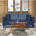 Adorn India Hector Stripes 3 Seater Sofa (Blue) Martin Plus (3 Year Warranty)