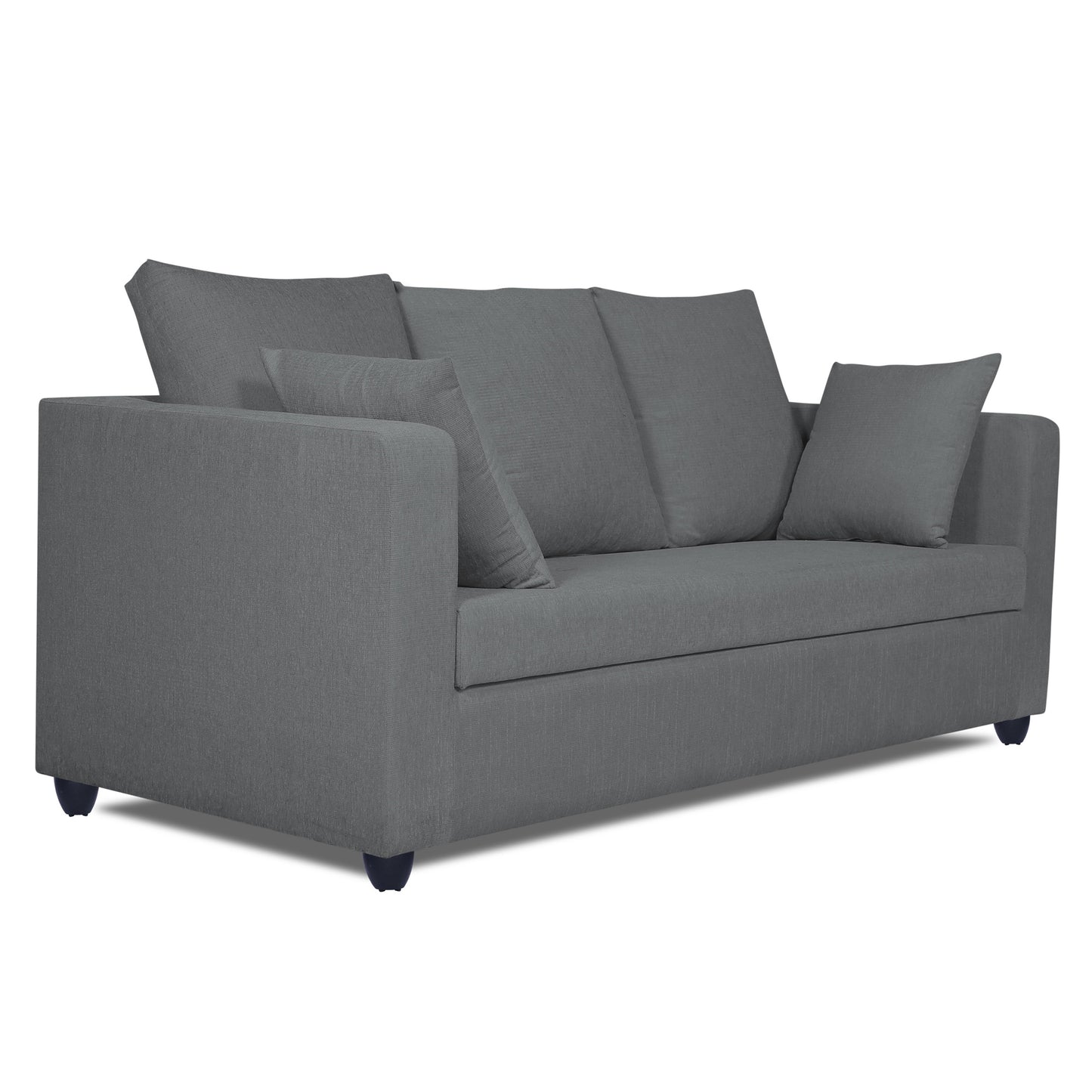 Adorn India Zink Straight Line 3 Seater Sofa (Grey)