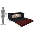 3 Seater Sofa Cum Bed Exclusive Two Tone Straight Line (Maroon & Black), Wood, Foam