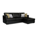 Adorn India Tiverton 6 Seater Corner Sofa Leatherette Right Hand Side (Black)