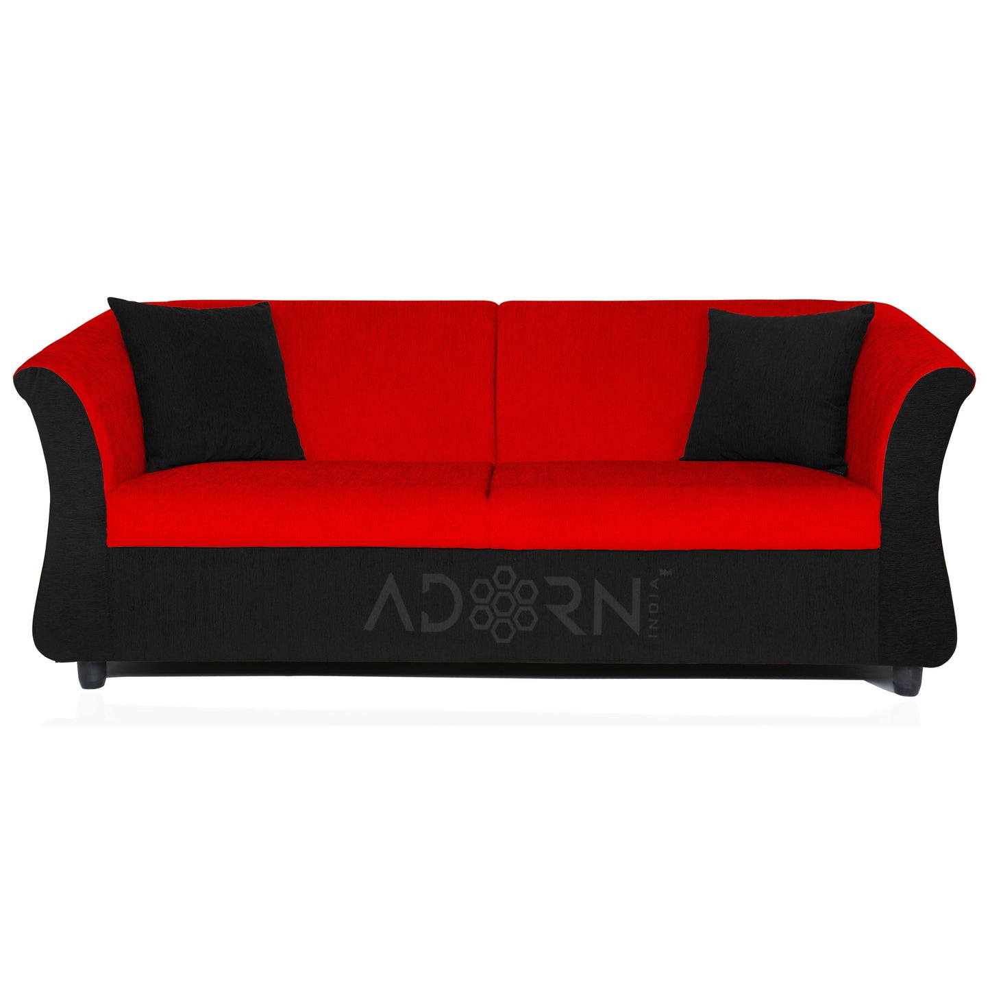 Adorn India Acura 3 Seater Sofa(Red & Black)