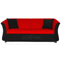 Adorn India Acura 3 Seater Sofa (Red & Black1)