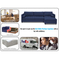 Adorn India Alexander L Shape 7 Seater Sofa Set with Ottoman Puffy RHS (Dark Blue) (3 Year Warranty)