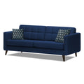 Adorn India Chilly 3 Seater Fabric Sofa (Blue) (3 Year Warranty)