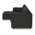 Adorn India Alexander L Shape 7 Seater Sofa Set with Ottoman Puffy LHS (Black) (3 Year Warranty)