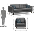 Adorn India Chilly 5 Seater 3-1-1 Fabric Sofa Set (Grey) (3 Year Warranty)