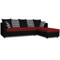 Zink Straight line L Shape 5 Seater Sofa Rhombus Cushion(Maroon & Black), Wood, Foam