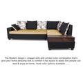 Adorn India Orlando Fabric L Shape 6 seater Sofa  set (Black & Beige)