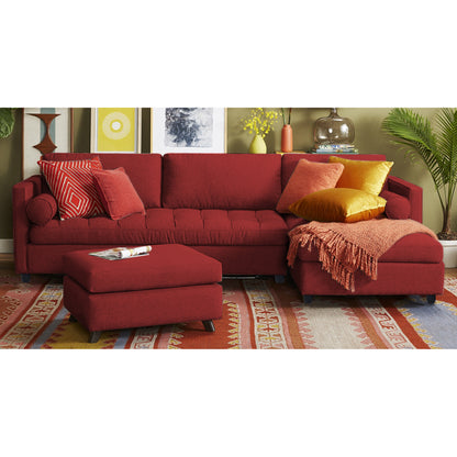 Adorn India Alexander L Shape 6 Seater Sofa (Right Side Handle)(Maroon)