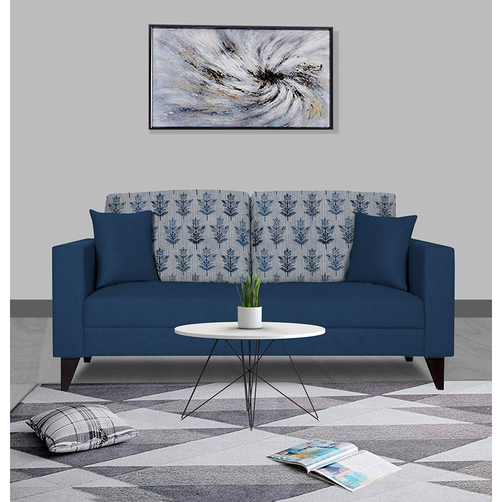 Adorn India Parker Leaf 3 Seater Sofa (Blue) Martin Plus (3 Year Warranty)