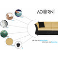 Adorn India Acura 3 Seater Sofa(Beige & Black)