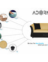 Adorn India Acura 3 Seater Sofa(Beige & Black)