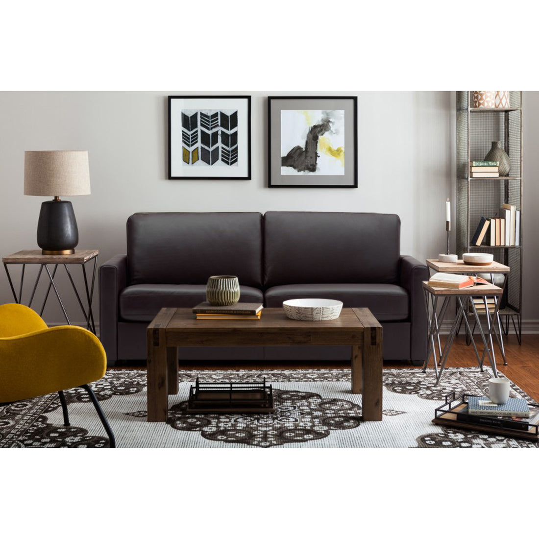 Adorn India Exclusive Flavio Leatherette Three Seater Sofa (Brown)