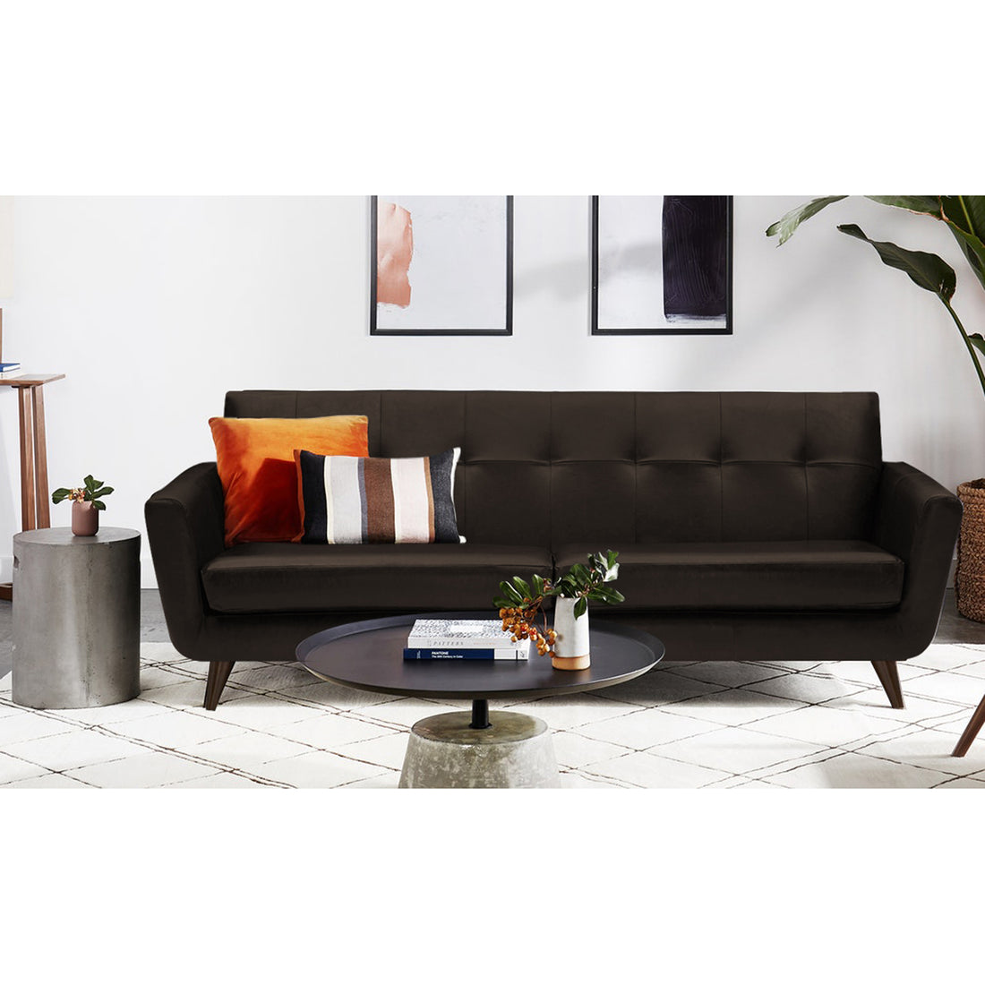 Adorn India Exclusive Alexus Leaterette Three Seater Sofa (Brown)