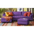 Adorn India Alexander L Shape 7 Seater Sofa Set with Ottoman Puffy LHS (Purple) (3 Year Warranty)