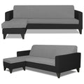Adorn India Aladra L Shape Decent 5 Seater Sofa Set LHS (Grey & Black) (3 Year Warranty)