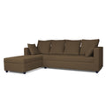 Zink Straight line L Shape 6 Seater Sofa Plain Cushion (Left Side Handle)(Camel)