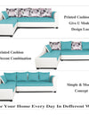 Adorn India Aliana L Shape Leatherette Fabric 6 Seater Sofa (Left Side Handle)(Aqua Blue & White)