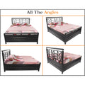 Adorn India Metal Box Spring Queen Bed with Storage-(Matte_Black)