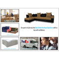 Adorn India Adillac 6 Seater Corner Sofa(Left Side Handle)(Camel & Black)