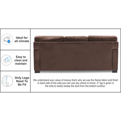 Adorn India Exclusive Rosina Leatherette Three Seater Sofa (Light Brown)