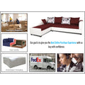 Adorn India Aliana L Shape Leatherette Fabric 6 Seater Sofa Set LHS (Maroon & White) (3 Year Warranty)