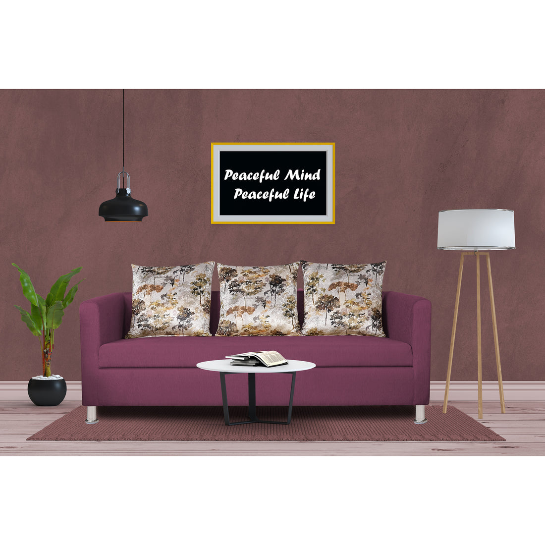 Adorn India Alita 3 Seater Compact Sofa (Light Purple, wood)