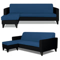 Adorn India Aladra L Shape Decent 5 Seater Sofa Set LHS (Blue & Black) (3 Year Warranty)