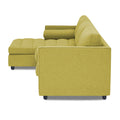 Adorn India Alexander L Shape 7 Seater Sofa Set with Ottoman Puffy LHS (Green) (3 Year Warranty)