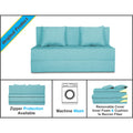 Adorn India Easy Two Seater Sofa Cum Bed Alyn 4'x 6' (Aqua Blue) (1 Year Warranty)