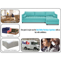 Adorn India Alexander L Shape 7 Seater Sofa Set with Ottoman Puffy RHS (Aqua Blue) (3 Year Warranty)