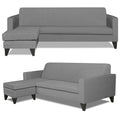 Adorn India Aladra L Shape Decent 5 Seater Sofa Set LHS (Grey) (3 Year Warranty)