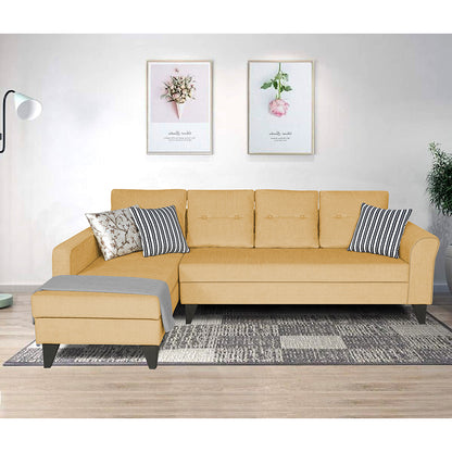Adorn India Maddox L Shape 6 Seater Sofa Set Tufted (Left Hand Side) (Beige)