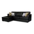Adorn India Tiverton 6 Seater Corner Sofa Leatherette Left Hand Side (Black)
