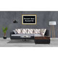Adorn India Orlando Fabric L Shape Sofa (Black) ack and Light Grey