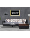 Adorn India Orlando Fabric  L Shape 6 seater Sofa  set (Black & Light Grey)