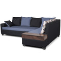 Orlando Fabric L Shape Sofa (Black & Dark Grey)