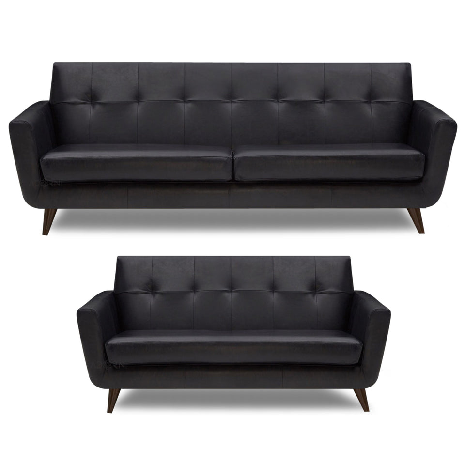 Exclusive Alexus Leaterette 3+2 Sofa Set (Black)