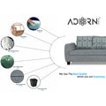 Raiden Damask L Shape 6 Seater Sofa Set with Center Table (Right Hand Side) (Grey)